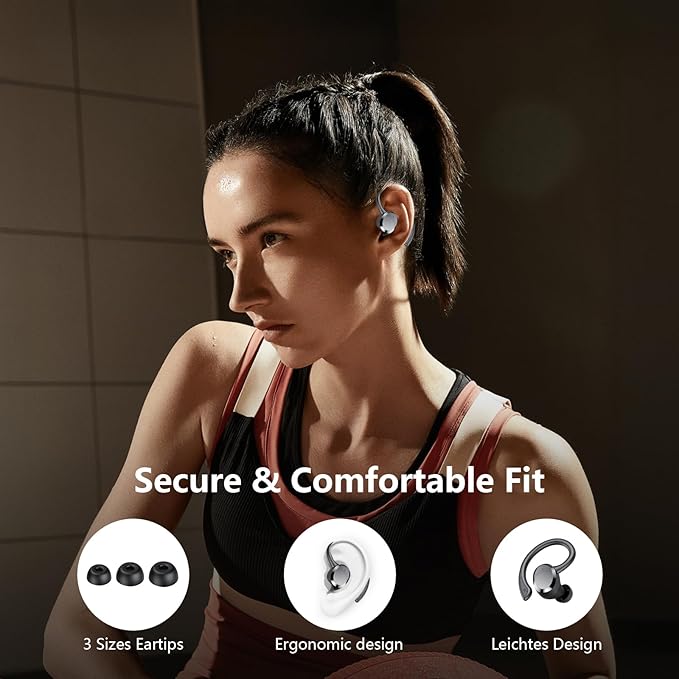 sprtoybat Wireless Earbuds 2026 New Bluetooth 5.4 Headphones Sport Earphones with 68Hrs Playtime LED Display ENC Noise Cancelling Mic IPX7 Waterproof Over Ear Ear Buds with Hook for Sports/Running