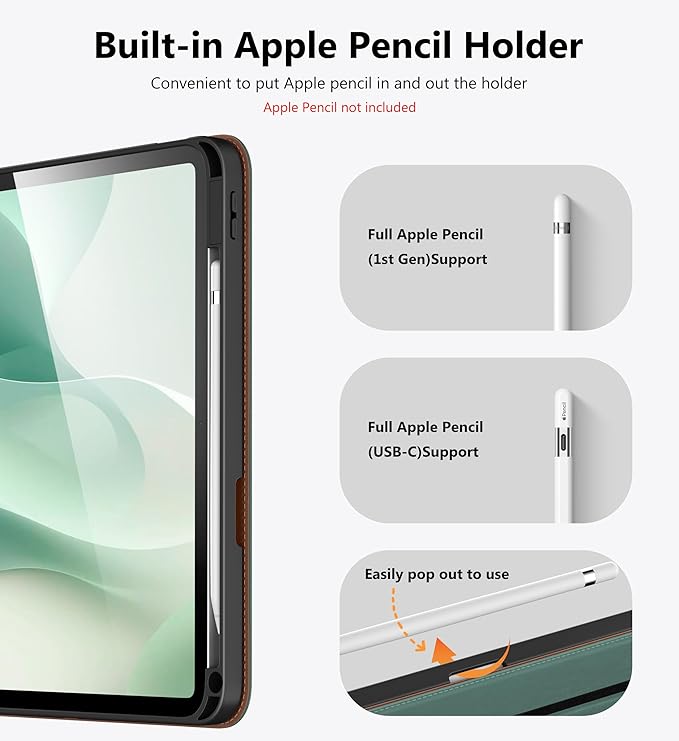 DTTO for iPad 6th / 5th Generation 9.7 Inch (2018/2017) iPad Air 2 / Air 1 Case 360 Degree Rotating Premium Leather Folio Stand Cover with Pencil Holder New Midnight Green