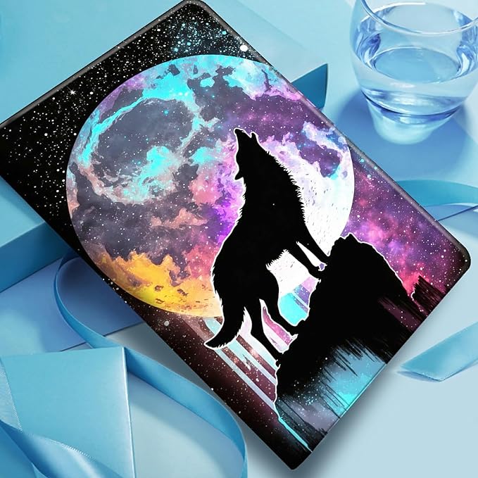 DIGTIALLL Case for iPad Air 5th/4th Generation (2022/2020 Release) 10.9/iPad Pro 11 2022/2021/2020 Release PU Leather Smart Premium Stand Protective Cover with Auto Sleep/WakeMoon Wolf