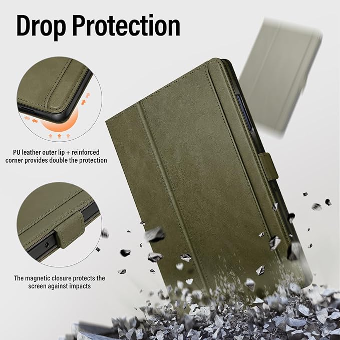 Case for Samsung Galaxy Tab A11+/A11 Plus/A9+ Plus 5G Tablet 11 Inch 2026/2023 (SM-X230/X236/X238/X210/X216/X218u) with PocketMagnetic ClosureMulti Angle CoverAuto Sleep/WakeGreen