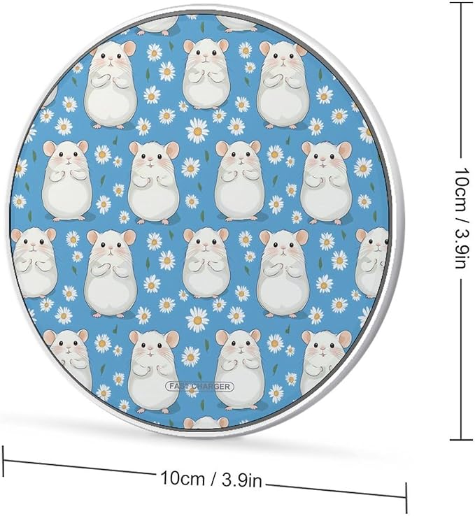 Cute Cartoon Hamsters Wireless Charger Anti-Slip Wireless Charging Pad Slim Charger Mat for Men Women