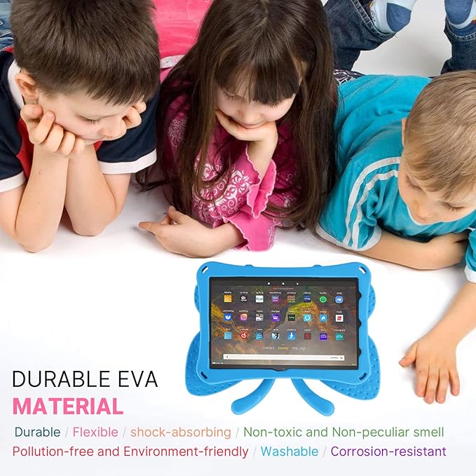 Kindle Fire Max 11 Tablet Case for Girls With Butterfly Pattern Kickstand Light EVA Full Body Rugged Shockproof Kid-Proof Protection - Blue
