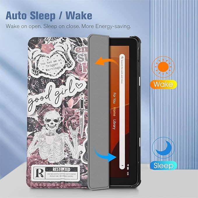 Case Fits New Amazon Fire HD 10 Tablet Case(Only Fit 13th Gen 2023 Release) Bookish Reading Trifold Lightweight Hard Shell Stand Cover with Auto Wake/Sleep Romance