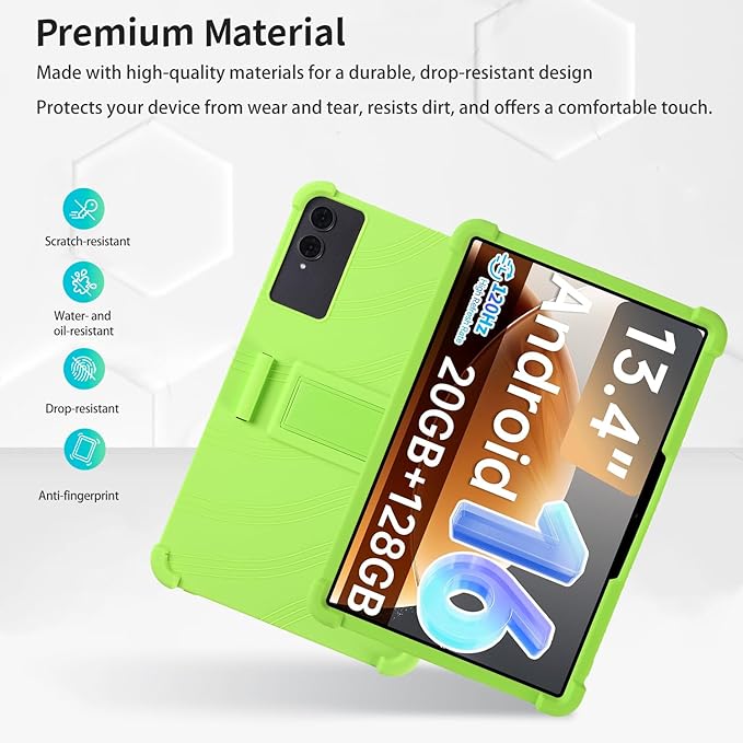 Case for TECLAST T65 13.4-Inch Tablet – Shockproof Silicone Protective Cover with Kickstand Drop-Resistant Business Style (Green)