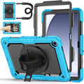 Case for Samsung Galaxy Tab A9+/A9 Plus 11 Inch 2023(SM-X210/X216/X218) Ubearkk Full-Body Drop Protection Case with Screen Protector 360° Rotating Stand and Hand/Shoulder Strap Brightblue