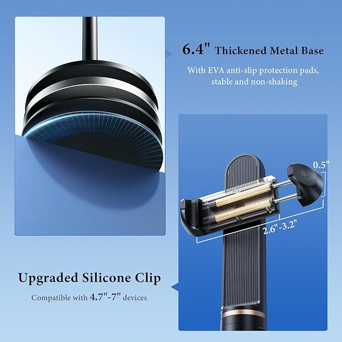 Retractable Phone Stand for Desk10.2-24.4in Height Adjustable Rotating Phone Holder for RecordingAluminium Overhead Phone Mount for iPhone &amp 4.7-7in Cell Phones