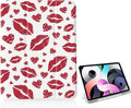 Red Lips Heart Case for iPad 11 Inch (A16) 11th 2025/iPad 10.9 Inch 10th Gen 2022[Pencil Holder+Auto Sleep/Wake]Slim Trifold Stand Protective Cover with Soft TPU BackWhite