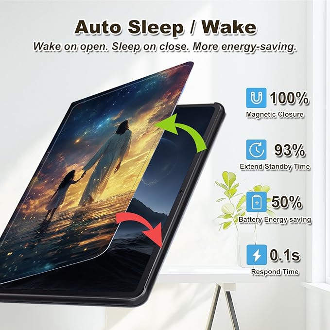 Case for Amazon Fire HD 8 &amp 8 Plus Tablet (12th/10th Gen 2024/2022/2020) Multi-Angle Viewing Leather Smart Stand Back Cover with Auto Sleep Wake Jesus