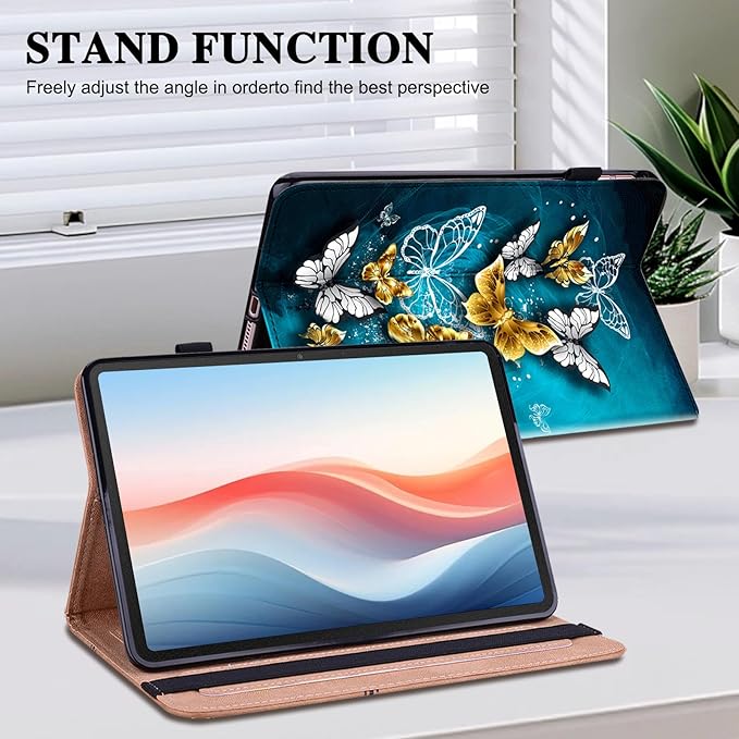 Case for Amazon Fire HD 10 and 10 Plus Tablet (13th/11th Generation 2023/2021 Release) with Multi-Angle Stand and Pen Holder Green Butterfly