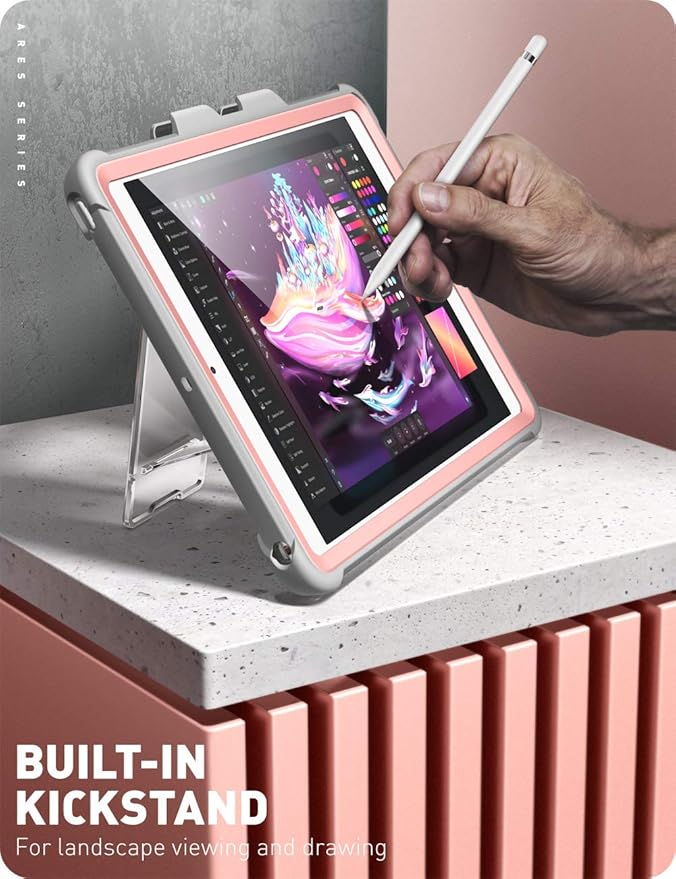 i-Blason Ares Case for New iPad 9th/8th/7th Generation iPad 10.2 2021/2020/2019 Case Full-Body Kickstand with Built-in Screen Protector Cover with Pencil Holder (Rosegold)