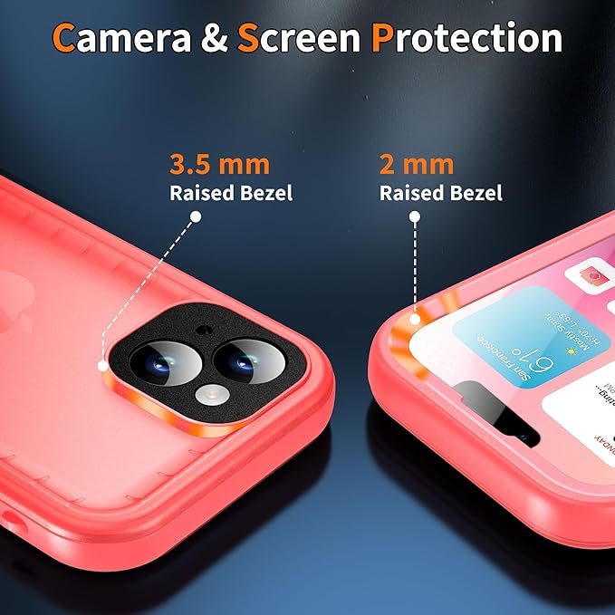Cozycase Compatible with iPhone 14 Plus Waterproof Case - Full Body Shockproof Dustproof Dropproof Built in Screen Protector Rugged Waterproof Case for iPhone 14 Plus 6.7 Inch Pink