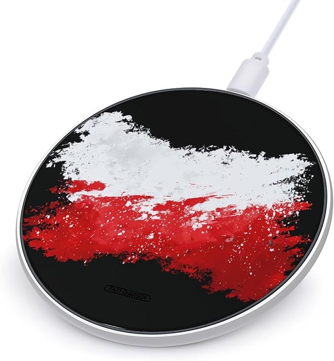 Polish Flag Poland Splashes Fast Portable Charger 10W Funny Graphic Phone Charging Pad with USB Cable