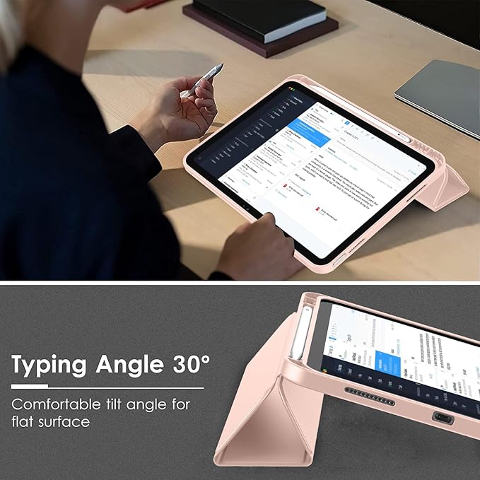 Case for iPad (A16) 11 Inch 2025/iPad 10th Generation 10.9 Inch 2022 Slim Trifold Stand Protective Cover with Pencil Holder and Soft TPU BackSupport Auto Sleep/Wake (Bisque)