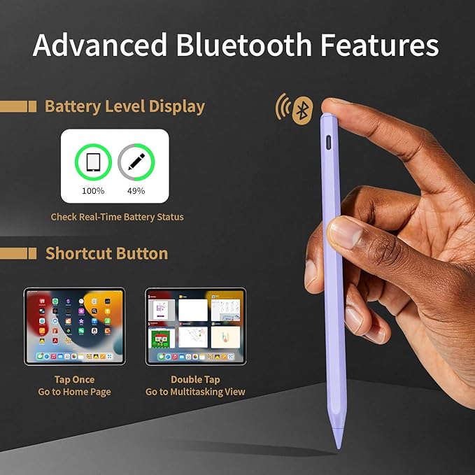Stylus Pen for iPad Pixel PrecisionPalm RejectionTilt Sensitive Perfect for iPad 6-11 iPad Pro 11/12.9/M4/M5iPad Air 3/4/5/M2/M3iPad mini 6/5 Purple