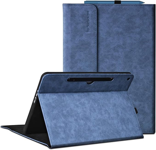 Case for Microsoft Surface Pro 12-Inch 1st Edition (2025) Multiple Angle Viewing Cover Light Heat Dissipation with Stylus Holder Compatible with Type Cover Keyboard (Blue)