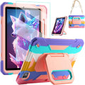 KCJ for iPad Pro 11 Case (M4) 2024with Tempered Glass Screen ProtectorCute Protective Case with Folding Stand/Pencil Holder/Shoulder Strap for iPad Pro 11 2024 (5th Generation) (Rainbow)