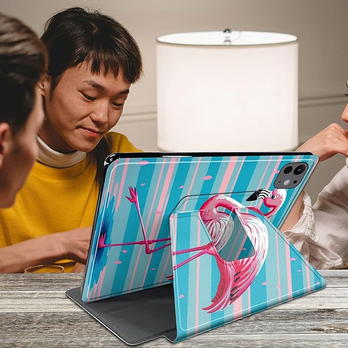 Case for iPad Pro 13 Inch Case M4(2024) Pink Flamingo Theme 360 Degree Rotating Stand Protective Cover with Auto Sleep/Wake