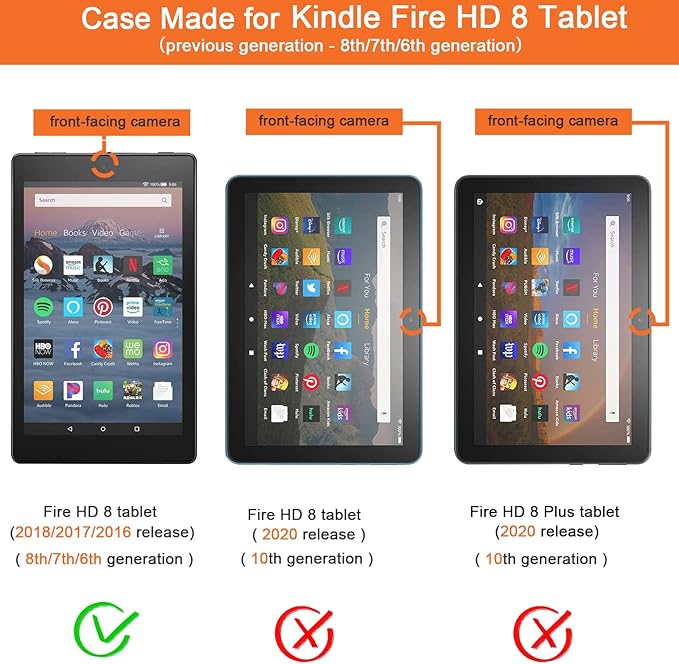 Dteck for Fire HD 8 Tablet Case (8th/7th/6th Generation-2018/2017/2016 Release) 8 Folio Case with Auto Sleep Wake &amp Stand Function with Hand Strap Protective PU Leather Cute Cover Stained Gla