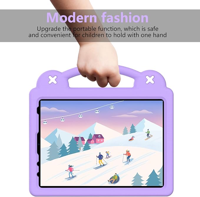 Dteck for iPad 10th Generation Case 10.9 Inch 2022 EVA Cute Bear Kids Case Shockproof Rugged Protective Kickstand Boy Girl Cover with Pencil Holder for iPad 10th Gen 10.9 Inch 2022 Purple