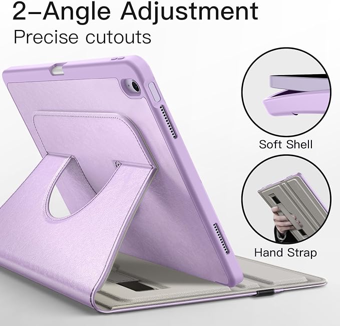 JETech Rotating Case for iPad Air 13-Inch M4/M3/M2 (2026/2025/2024) with Pencil Holder 360 Degree Rotation PU Leather Folio Protective Cover (Purple)