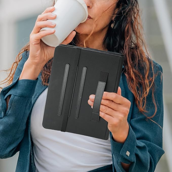Compatible with Apple ipad Pro Case M5 M4 2025/24 iPad Air5 /Air4 2020/2022 10.9 Tablet PU Leather Business Cover for iPad Air 11-inch (M2) 360 Rotating Cases Auto Wake/SleepBlack