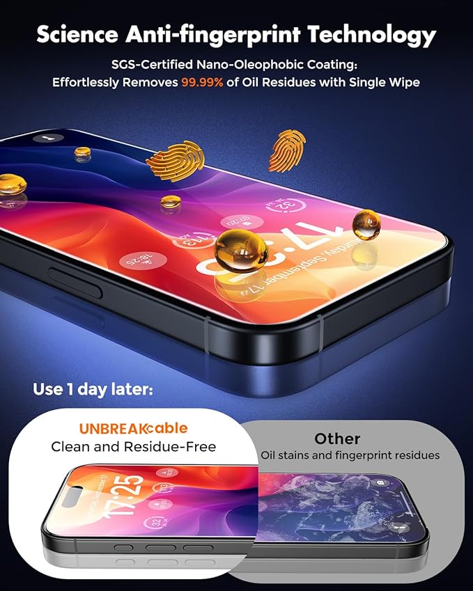 UNBREAKcable for iPhone 15 Plus Screen Protector [Quick-Installation Box] 3-Pack 9H+ Hardness Shatterproof Tempered Glass [99.99% HD Clear] [Case Friendly] [Bubble Free] for iPhone 15 Plus 6.7
