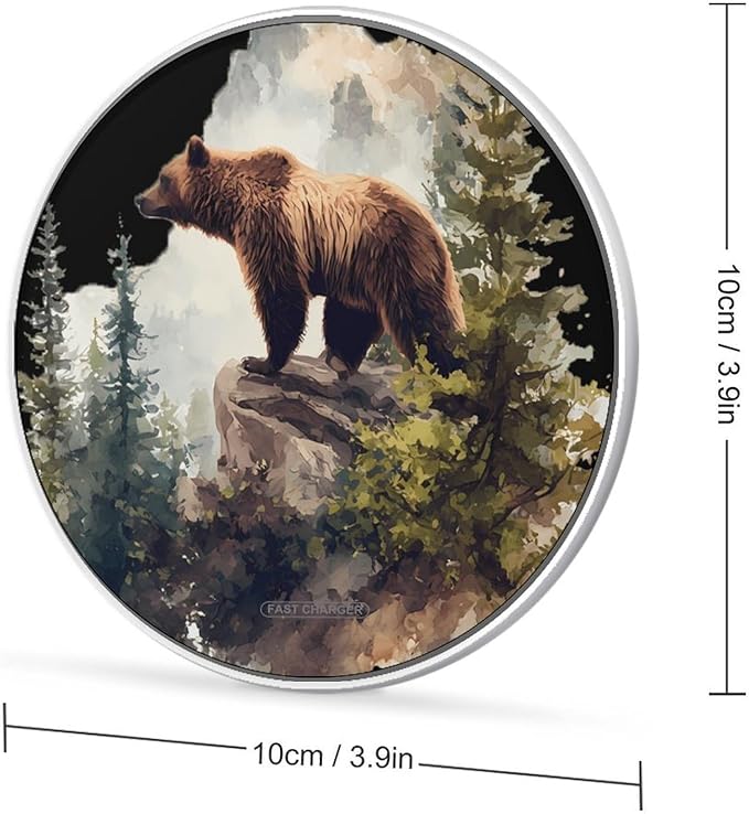 Bear Trees Fast Portable Charger 10W Funny Graphic Phone Charging Pad with USB Cable