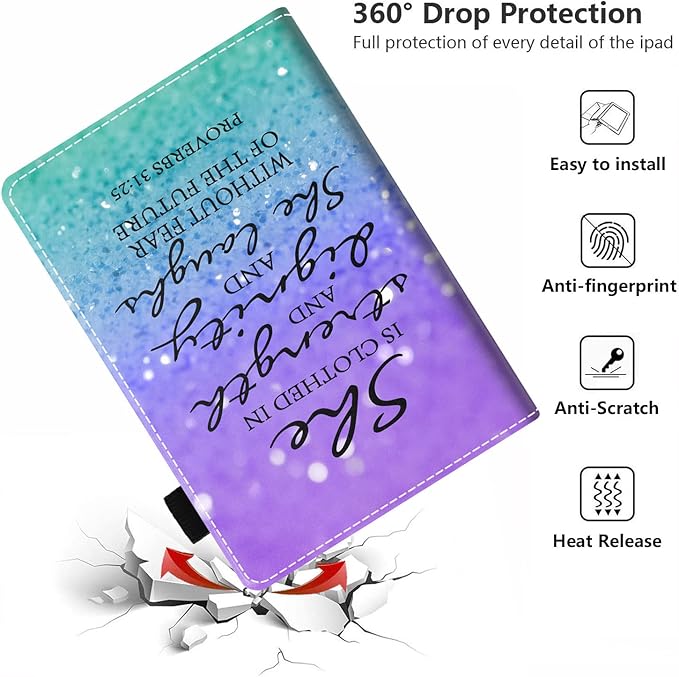 Case for All-New Amazon Kindle Fire 7 Tablet (7 12th Generation 2022 Release) Latest Model - PU Leather Folio Case with Smart Auto Wake/Sleep Bible Verse Proverbs 31:25