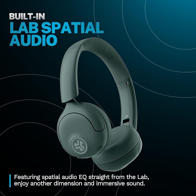 JLab Go Lux ANC Wireless Headphones Sage Hybrid Active Noise Cancelling Premium On-Ear Bluetooth Headset Customizable Sound Be Aware Mode Cloud Foam Comfort Multipoint Connection