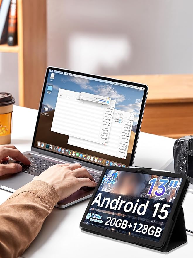 Case for Teclast T65 Tablet 13.4 inch Android 15 TabletsUYRUREL Leather Slim Folding Stand Cover with Hand Strap Magnet for Men Women Full ProtectionBlack.