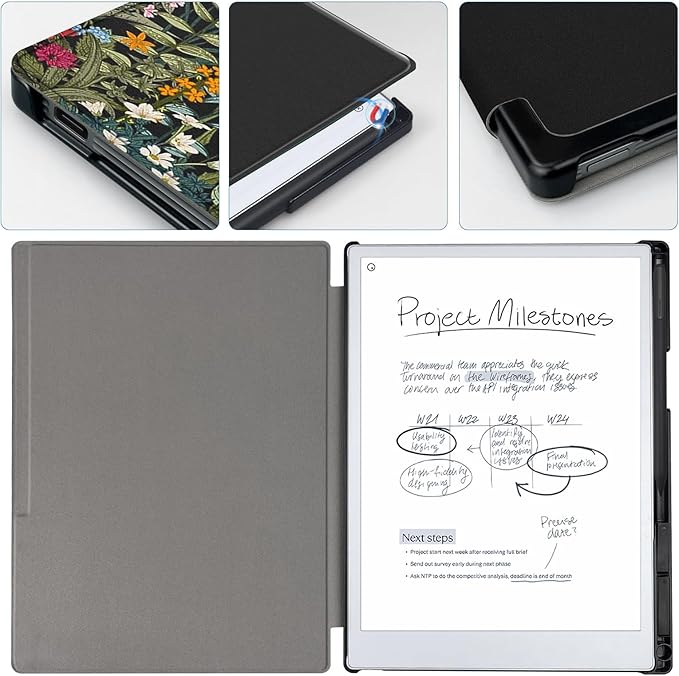 Case for Remarkable Paper Pro Tablet 11.8 (Released in 2024) Hard Back Shell Protective Book Folio Cover with Built-in Pen Holder with Auto Sleep/Wake Function.