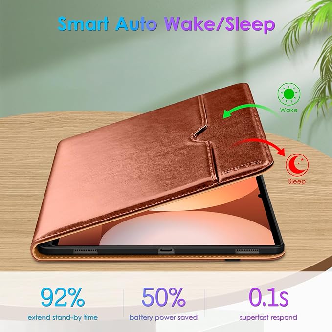 DTTO for Samsung Galaxy Tab S10 Ultra / S9 Ultra / S8 Ultra Case 2024/2023/2022 Premium Leather Business Folio Stand Cover with S Pen Holder for 14.6 Inch Tablet Auto Wake/Sleep Brown