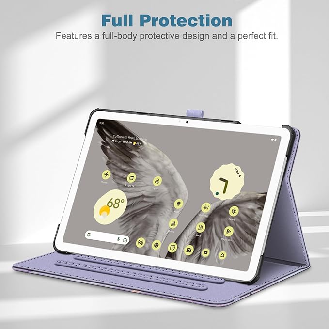 Fintie Case for Google Pixel Tablet 11 Inch 2023 Release Multi-Angle Viewing Protective Stand Cover with Pocket &amp Pencil Holder Compatible with Charging Speaker Dock Lilac Marble