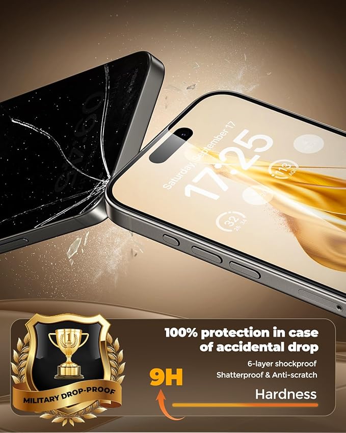 UNBREAKcable Privacy Screen Protector for iPhone 16 Pro Max Full Coverage Shatterproof Tempered Glass[True 28°Anti Spy][9H Hardness][Easy Installation Frame]2-Pack Private Screen for iPhone 16 ProMax