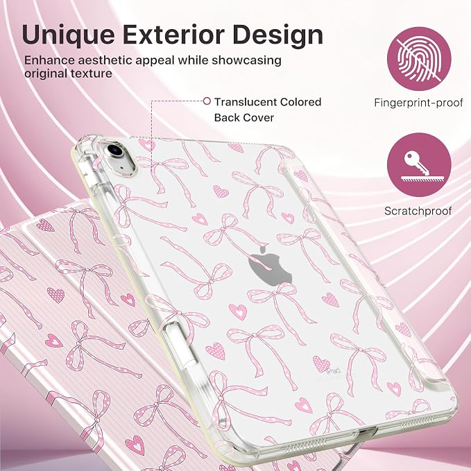 W-Heart Striped Bows Pink