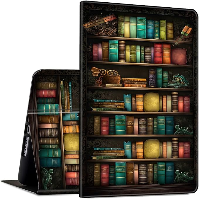 Slim Case for All-New Kindle Fire HD 10 &amp 10 Plus Tablet (11th Generation 2021 Release) 10.1 PU Leather Lightweight Stand Adjustable Smart Shell Cover with Auto Wake/SleepOld Library Bookshelf