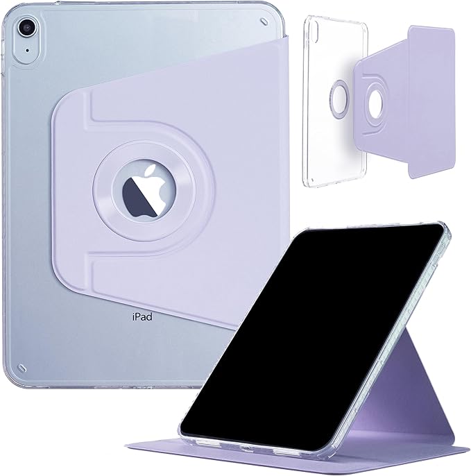 iPad 11 (11'') A16 2025/ iPad 10 (10.9'') 2022 Case DMaos Magnetic Detachable Smart Cover 360 Rotation Foldable Stand - Lavender