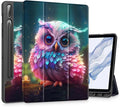 Tuiklol Case for Samsung Galaxy Tab S9 FE (5G) 10.9 inch &amp Tab S9 11 Inch 2023 Release Built-on S-Pen Holder Slim Hard Shell Case Smart Trifold Stand Cover Auto Wake/SleepRainbow owl
