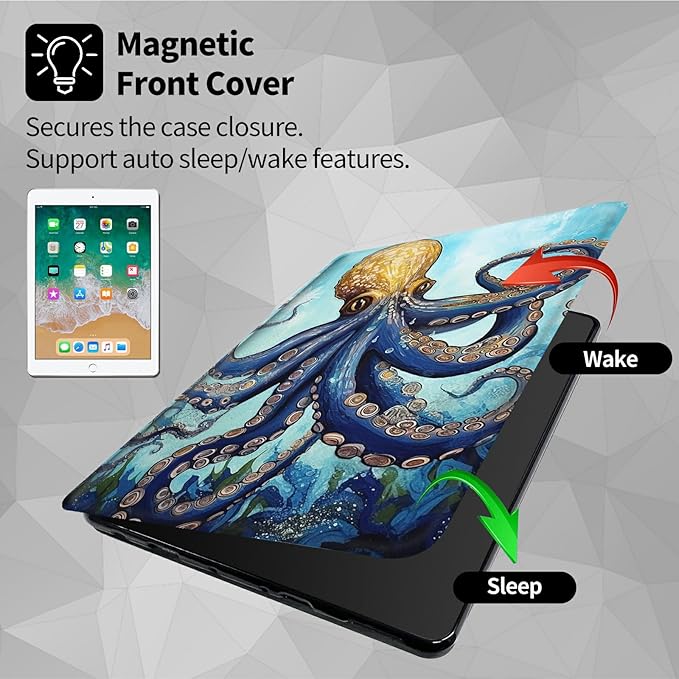 Case for Amazon Kindle Fire HD 8 &amp HD 8 Plus Tablet 8 (12th/10th Generation 2022/2020 Release)360 Degree Rotating Swivel Stand Protective Cover for Fire HD 8 TabletOctopus