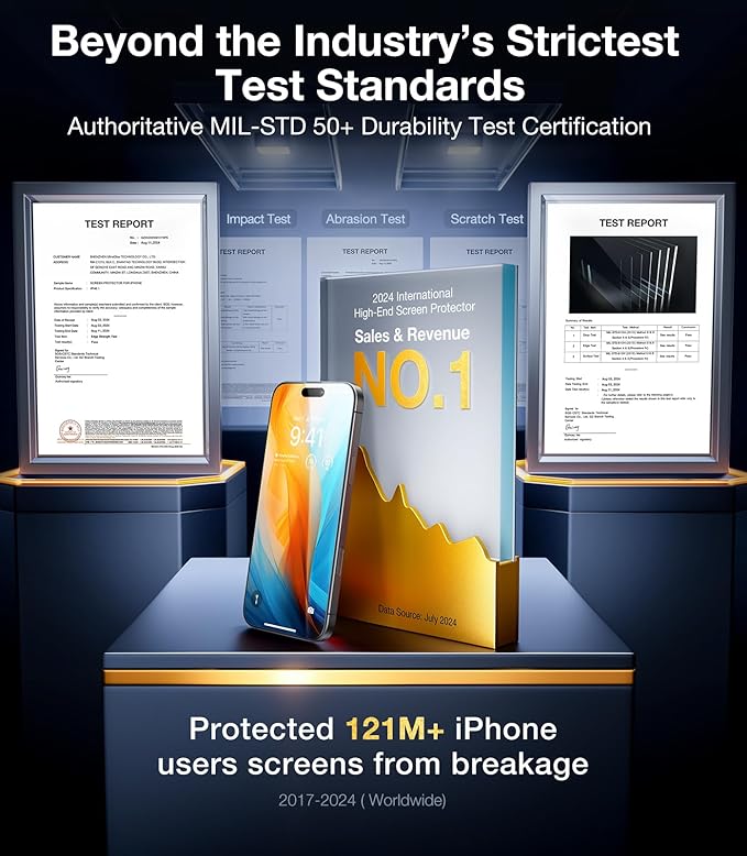 UltraGlass TOP 9H+ Glass for iPhone 13 Screen Protector Glass [Military Grade Shatterproof &amp Longest Durable] Full Screen Protector 13 Tempered Glass Anti-fingerprint [2025 New] 2 Packs