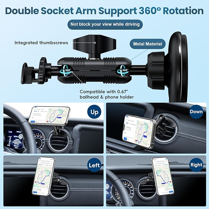 Kaishengyuan Wireless Charger Magnetic Vent Phone Mount Compatible with Jeep Wrangler JL 2018-2023 &amp Gladiator JT 2020-2023 360° Rotation Air Vent Cell Phone Holder Cradles Fit for All Smartphone