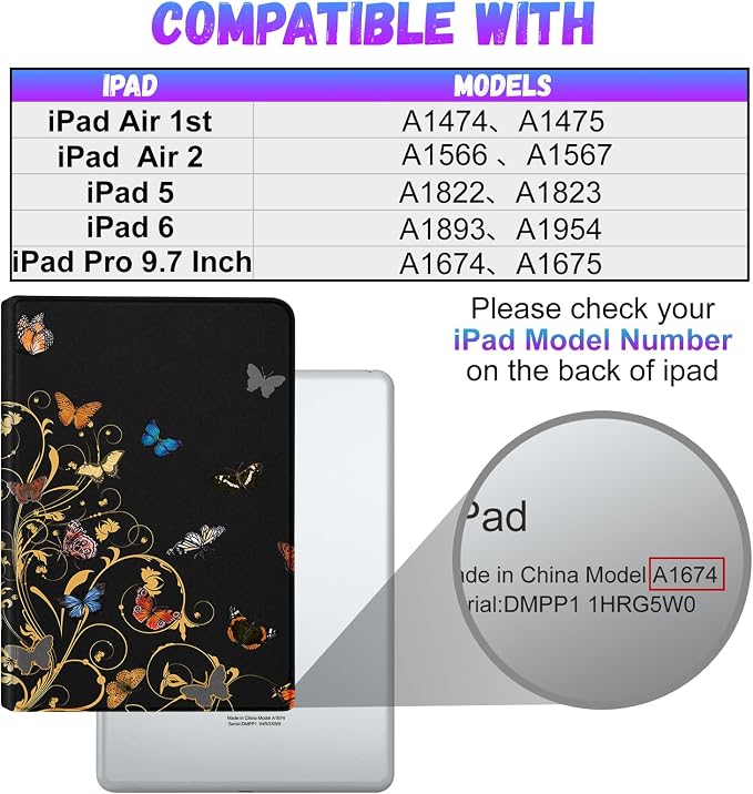 2-for iPad 9.7-Glitter Butterfly