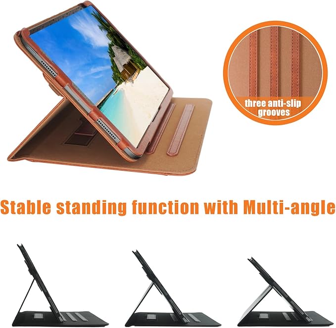 Case Compatible with Tablet iPad Pro 13 inch 7th Generation M4 2024iPad Air 13 inch M2 2024Cover 360° Rotating Stand PU Leather for iPad Pro 12.9 inch 6th/5th /4th/3rd GenBrown