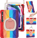 BRAECN Case for Samsung Galaxy Tab S10+/S9 FE+/S9+ 12.4” SM-X820/X610 Heavy Duty Silicone Cover w/Screen Protector/S Pen Holder/Kickstand/Shoulder Strap for Galaxy Tab S8+/S7 FE/S7+ Colorful Red