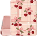 JOYLAND for iPad (A16) 11th Gen 11 Inch 2025iPad 10th Generation Case 10.9 Inch 2022 with Pencil Holder-Auto Wake/SleepCute Cherry Cover Anti-Scratch Shockproof Premium Folio Stand CasePink