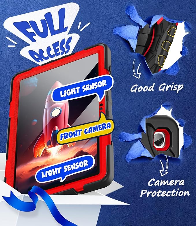 Grifobes Case for Samsung Galaxy Tab A11+ / A9+ Plus 11 inch 2026/2024 Full Body Protection with Screen Protector/Rotating Stand Hand/Shoulder Strap for 11” Tablet Cover Black+Red