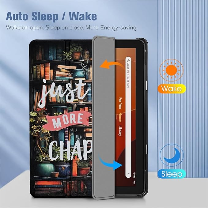 Slimshell for Amazon Fire Max 11 (13th Generation 2023 Release) - PU Leather Folding Stand Cover for Fire 11 Tablet Case with Auto Wake/Sleep Just one More Chapter