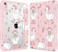 May Chen Case for iPad Air 13 Inch M4 2026 M3 2025 M2 2024 [Built-in Pencil Holder] Shockproof Cover with Clear Transparent Back Shell Auto Sleep/Wake Cover Cute Goose Spring