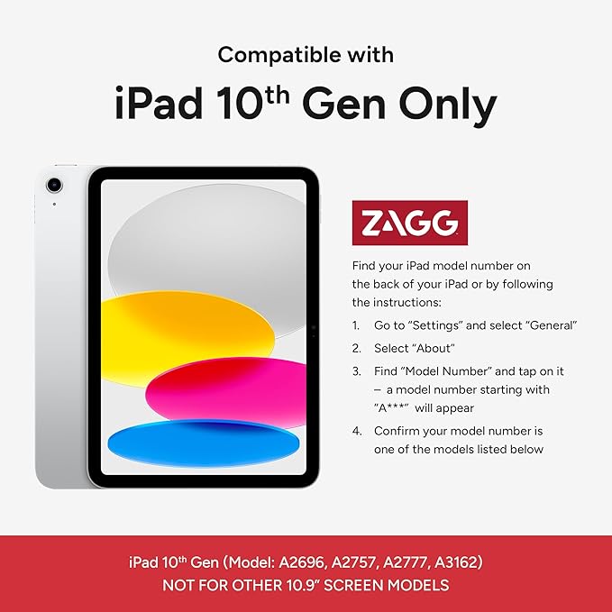 ZAGG Rugged Tablet Case for iPad 11 (A16)/ 10.9-inch (Gen. 10) - Protective 360° Rotating Hand Strap Integrated Kickstand Drop-Proof Ideal for Business Warehouse and Field Use Black