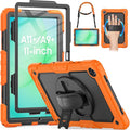 HXCASEAC Case for Samsung Galaxy Tab A11+ Plus 11 Inch Protective with Screen Protector/Hand Strap/Pen Holder Sturdy Shockproof for Samsung A11 Plus Tablet Case 5G SM-X230 SM-X236 SM-X238U - Orange